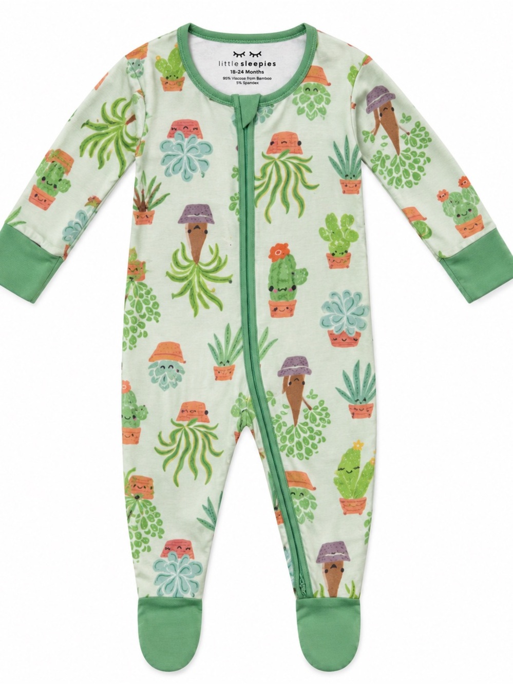 Little Sleepies Succulent Plants Bamboo Zippy Pajamas 18-24M